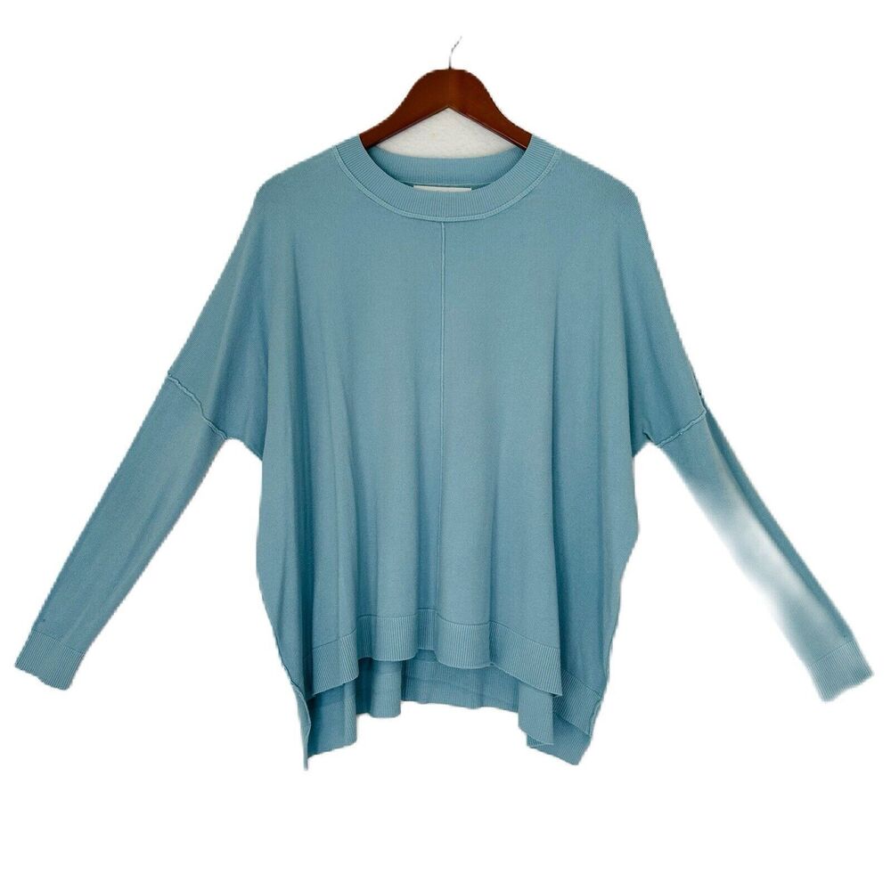 Karlie Sweater Women Small Blue Cashmere Blend Soft Crew Preppy Casual Minimal